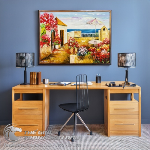 Tranh Sơn Dầu Góc Phố Nhỏ Bên Bờ Biển