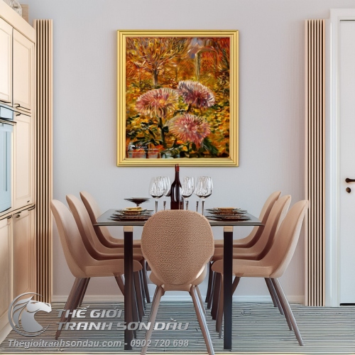Tranh Sơn Dầu Hoa Cúc Màu Sắc Rực Rỡ