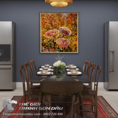 Tranh Sơn Dầu Hoa Cúc Màu Sắc Rực Rỡ