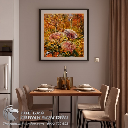 Tranh Sơn Dầu Hoa Cúc Màu Sắc Rực Rỡ