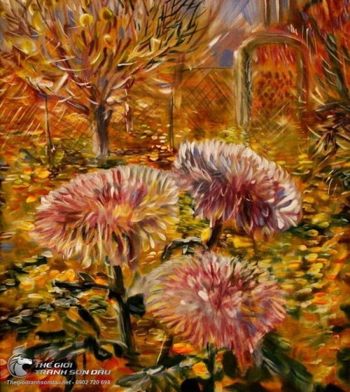 Tranh Sơn Dầu Hoa Cúc Màu Sắc Rực Rỡ
