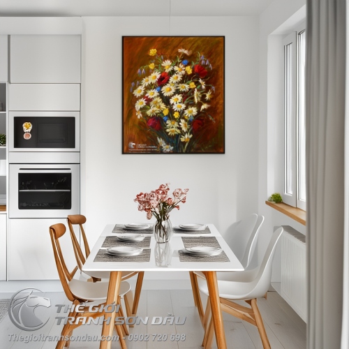 Tranh Sơn Dầu Hoa Cúc Trắng Đẹp