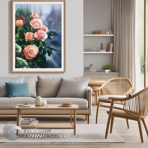 Tranh Sơn Dầu Hoa Hồng