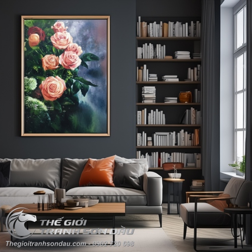 Tranh Sơn Dầu Hoa Hồng