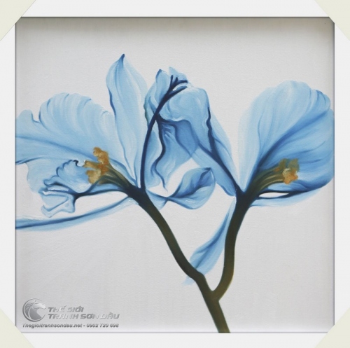 Tranh Sơn Dầu Hoa Lan Hiện Đại Màu Xanh