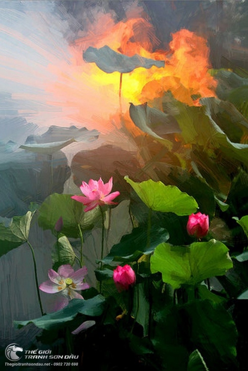 Tranh Sơn Dầu Hồng Liên