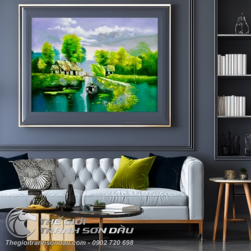 Tranh Sơn Dầu Làng Quê Góc Nhỏ Xưa Cũ