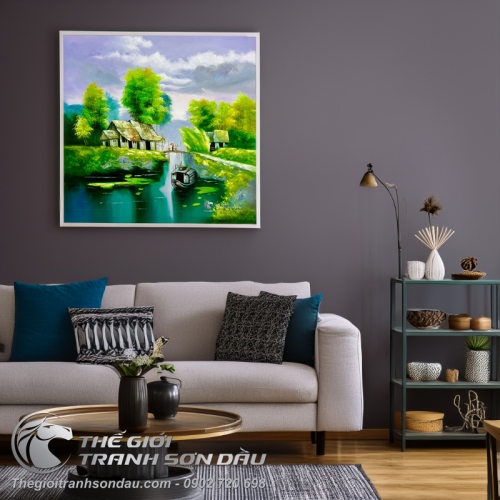 Tranh Sơn Dầu Làng Quê Góc Nhỏ Xưa Cũ