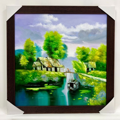 Tranh Sơn Dầu Làng Quê Góc Nhỏ Xưa Cũ