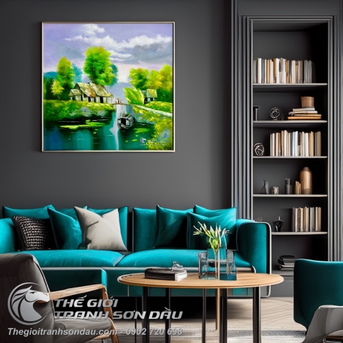 Tranh Sơn Dầu Làng Quê Góc Nhỏ Xưa Cũ