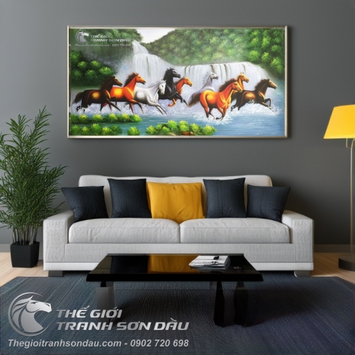 Tranh Sơn Dầu Mã Đáo Thành Công Hợp Mạng Mộc