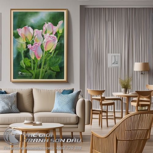 Tranh Sơn Dầu Những Đóa Hoa Hồng Đẹp