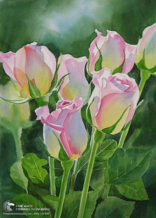 Tranh Sơn Dầu Những Đóa Hoa Hồng Đẹp