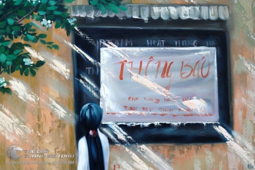 Tranh Sơn Dầu Nữ Sinh Áo Dài Trắng Thướt Tha Đẹp Giá Rẻ