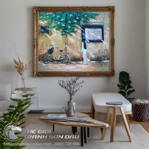 Tranh Sơn Dầu Nữ Sinh Áo Dài Trắng Thướt Tha Đẹp Giá Rẻ