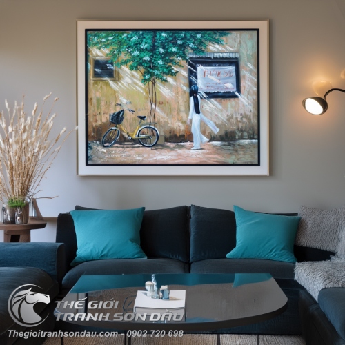 Tranh Sơn Dầu Nữ Sinh Áo Dài Trắng Thướt Tha Đẹp Giá Rẻ