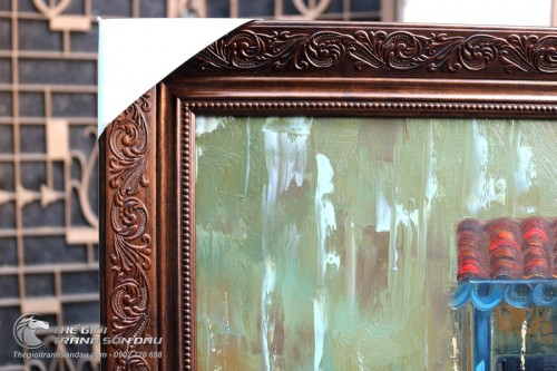 Tranh Sơn Dầu Nữ Sinh Áo Dài và Xe Vespa