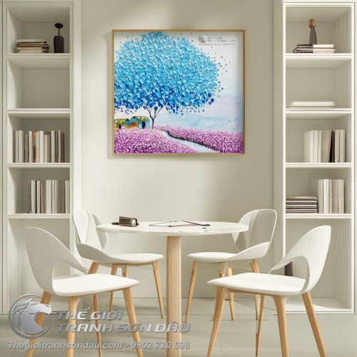 Tranh Sơn Dầu Phố Cây Màu Xanh