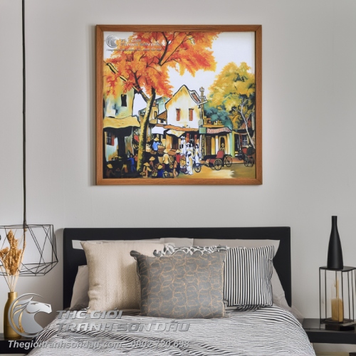 Tranh Sơn Dầu Phố Cổ Mùa Thu Xưa