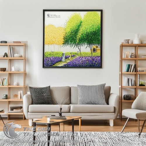 Tranh Sơn Dầu Phong Cảnh Cây Xanh Vẽ Dày Kiểu Hiện Đại