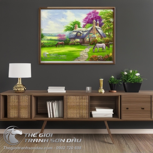 Tranh Sơn Dầu Phong Cảnh Nước Ngoài Treo Phòng Bếp