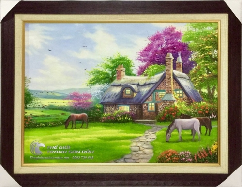 Tranh Sơn Dầu Phong Cảnh Nước Ngoài Treo Phòng Bếp