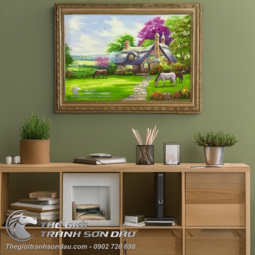 Tranh Sơn Dầu Phong Cảnh Nước Ngoài Treo Phòng Bếp
