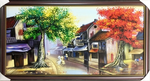 Tranh Sơn Dầu Phong Cảnh Phố Cổ Việt Nam Xinh Đẹp