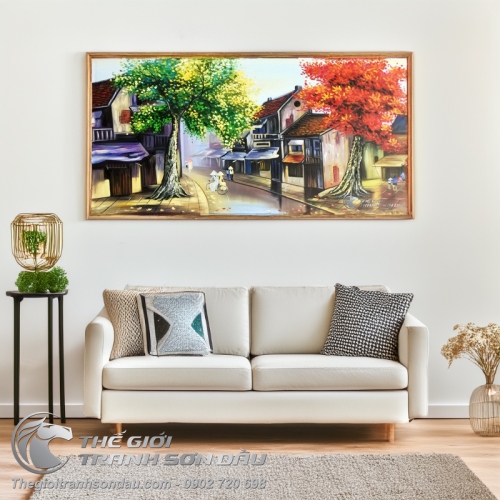 Tranh Sơn Dầu Phong Cảnh Phố Cổ Việt Nam Xinh Đẹp