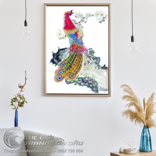 Tranh Sơn Dầu Phượng Hoàng Phong Thủy Treo Phòng Khách