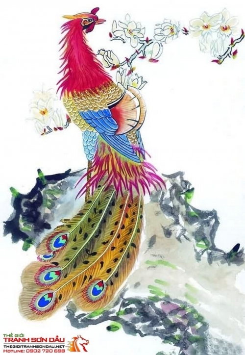 Tranh Sơn Dầu Phượng Hoàng Phong Thủy Treo Phòng Khách