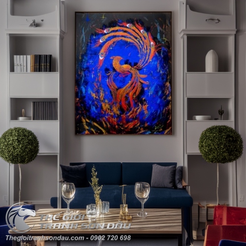 Tranh Sơn Dầu Phượng Hoàng Trát Bay Nghệ Thuật