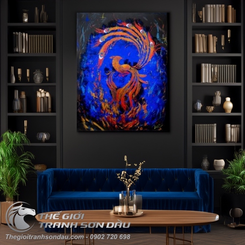 Tranh Sơn Dầu Phượng Hoàng Trát Bay Nghệ Thuật