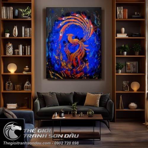 Tranh Sơn Dầu Phượng Hoàng Trát Bay Nghệ Thuật