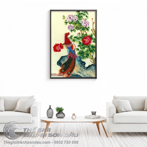 Tranh Sơn Dầu Phượng Hoàng Và Mẫu Đơn May Mắn