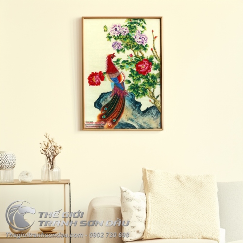 Tranh Sơn Dầu Phượng Hoàng Và Mẫu Đơn May Mắn