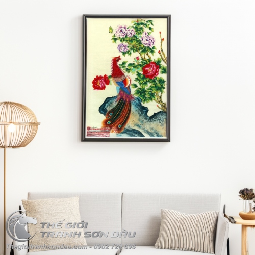 Tranh Sơn Dầu Phượng Hoàng Và Mẫu Đơn May Mắn