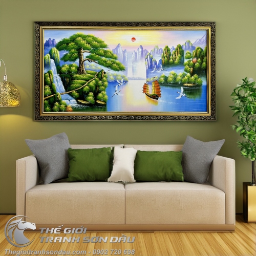 Tranh Sơn Dầu Sơn Thủy Thuận Buồm Xuôi Gió