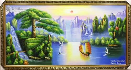 Tranh Sơn Dầu Sơn Thủy Thuận Buồm Xuôi Gió