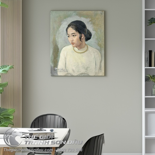 Tranh Sơn Dầu Thiếu Nữ Áo Dài Trắng