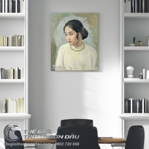 Tranh Sơn Dầu Thiếu Nữ Áo Dài Trắng