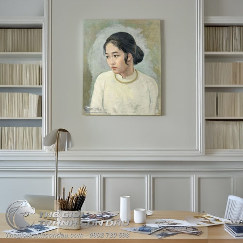 Tranh Sơn Dầu Thiếu Nữ Áo Dài Trắng