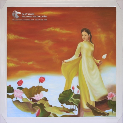 Tranh Sơn Dầu Thiếu Nữ Áo Dài Việt Nam