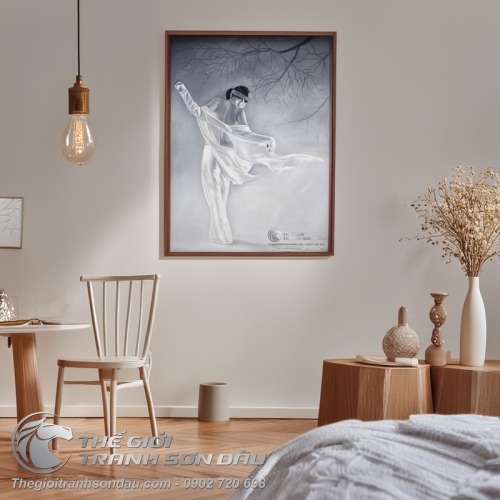 Tranh Sơn Dầu Thiếu Nữ Bán Khỏa Thân Treo Phòng Ngủ