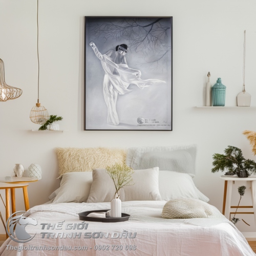 Tranh Sơn Dầu Thiếu Nữ Bán Khỏa Thân Treo Phòng Ngủ