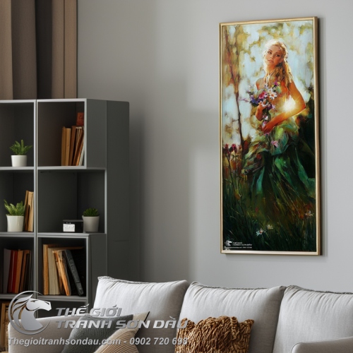 Tranh Sơn Dầu Thiếu Nữ Và Hoa Đẹp