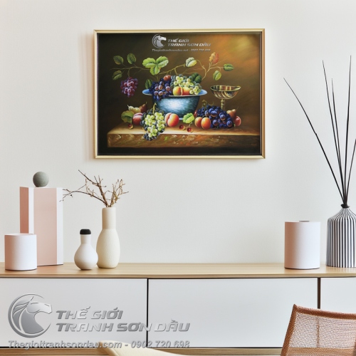 Tranh Sơn Dầu Tĩnh Vật Trái Cây Tả Thực Đẹp