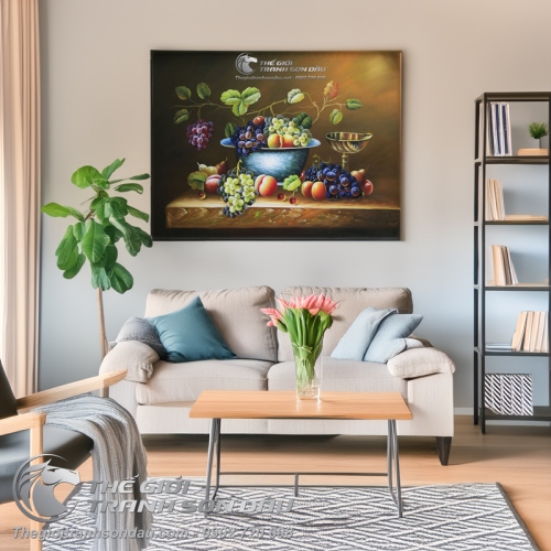 Tranh Sơn Dầu Tĩnh Vật Trái Cây Tả Thực Đẹp