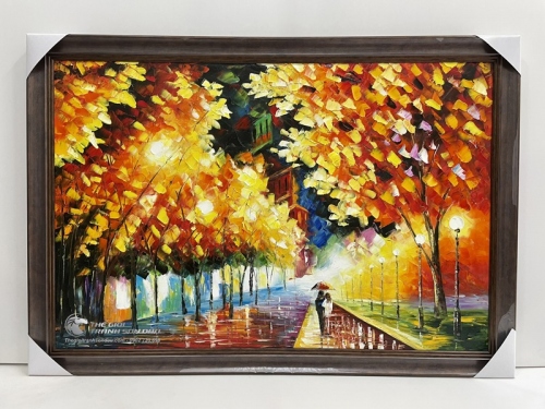 Tranh Sơn Dầu Trang Trí Phố Lên Đèn