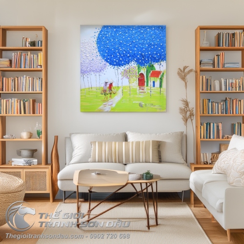 Tranh Sơn Dầu Trát Bay Cây Lá Xanh